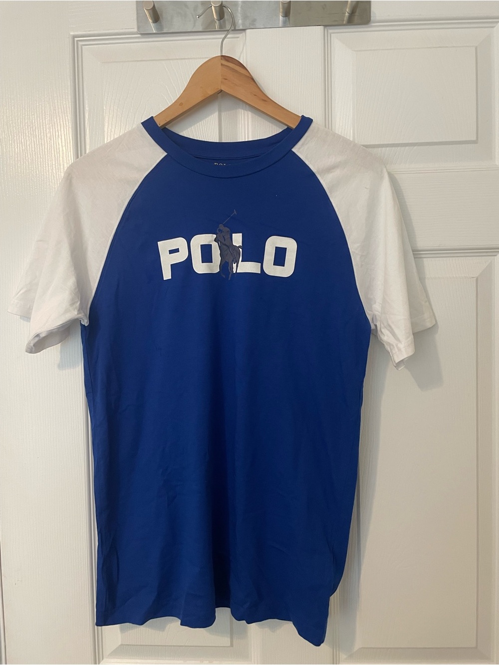 Ralph Lauren Blue & White Raglan Logo tee